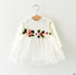 Autumn New Baby Girl Waist Flower Long Sleeve Dress Girl Mesh Princess Dress